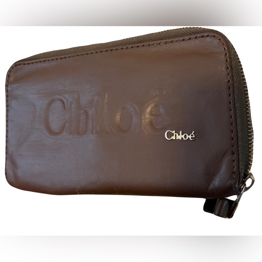 Chloé Brown Leather Wallet (painted)